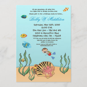 5x7Boy Under the Sea Birthday Party Invitation
