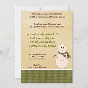 5x7Rustic Snowman with Scarf Invitation