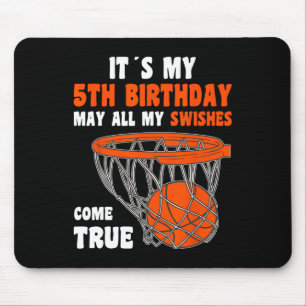 5Year Old Happy 5th Birthday Basketball 5th Birthd Mouse Pad