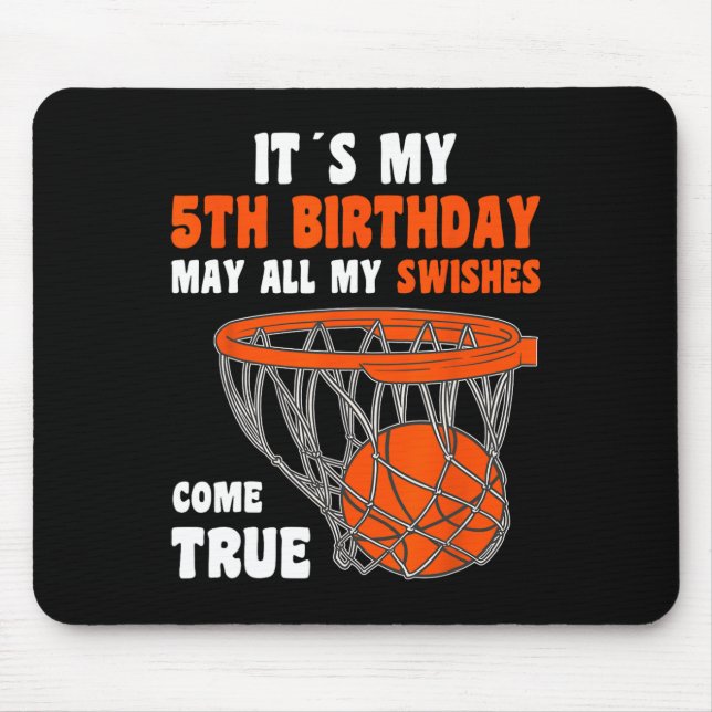 5Year Old Happy 5th Birthday Basketball 5th Birthd Mouse Pad (Front)