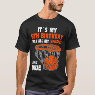 5Year Old Happy 5th Birthday Basketball 5th Birthd T-Shirt