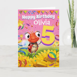 5yrs Custom birthday card Little Ladybug range