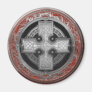 [600] Ancient Celtic Sacred Silver Knot Cross Magnet