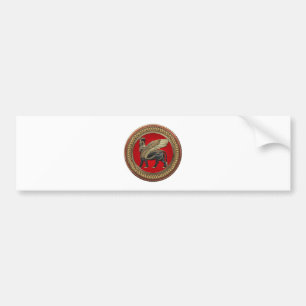 [600] Assyrian Winged Bull: Gold and Black Lamassu Bumper Sticker