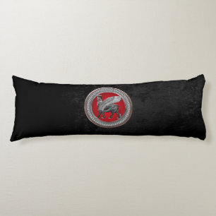 [600] Assyrian Winged Bull: Silver & Black Lamassu Body Cushion