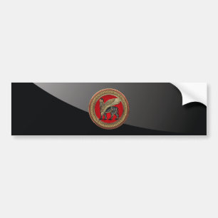 [600] Assyrian Winged Lion: Gold & Black Lamassu Bumper Sticker