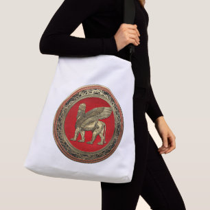 [600] Assyrian Winged Lion - Gold Lamassu Crossbody Bag
