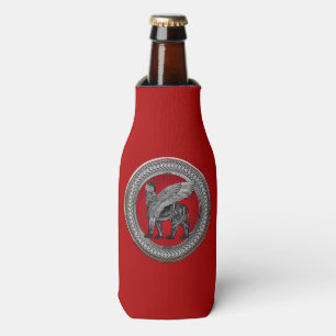 [600] Assyrian Winged Lion: Silver & Black Lamassu Bottle Cooler