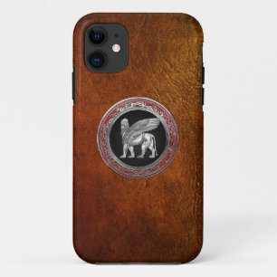 [600] Assyrian Winged Lion - Silver Lamassu iPhone 11 Case