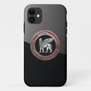[600] Assyrian Winged Lion - Silver Lamassu iPhone 11 Case