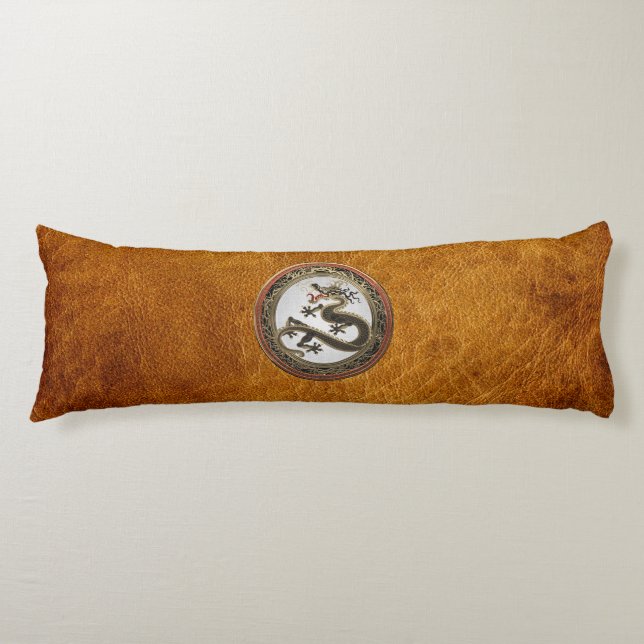 [600] Black and Gold Sacred Eastern Dragon Body Cushion (Front)