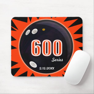 600 Bowling Series, Black Ball with Red Graphics,  Mouse Pad