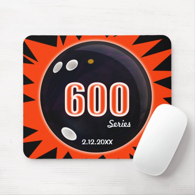 600 Bowling Series, Black Ball with Red Graphics,  Mouse Pad (With Mouse)