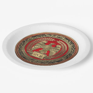 [600] Gold Roman Imperial Eagle Paper Plate