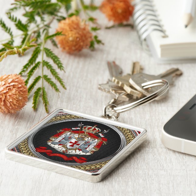 [600] Knights Templar Coat of Arms Key Ring (Side)