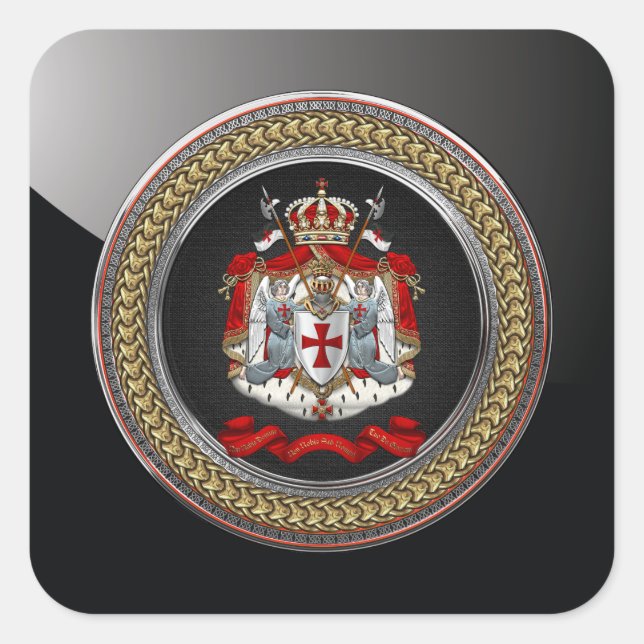 [600] Knights Templar Coat of Arms Square Sticker (Front)