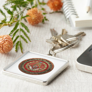 [600] Master Mason - Gold Square & Compasses Key Ring