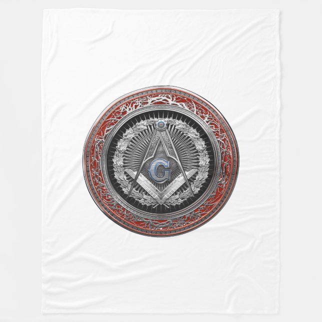 [600] Master Mason - Silver Square & Compasses Fleece Blanket (Front)