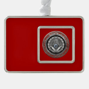 [600] Master Mason - Silver Square & Compasses Plated Framed Ornament
