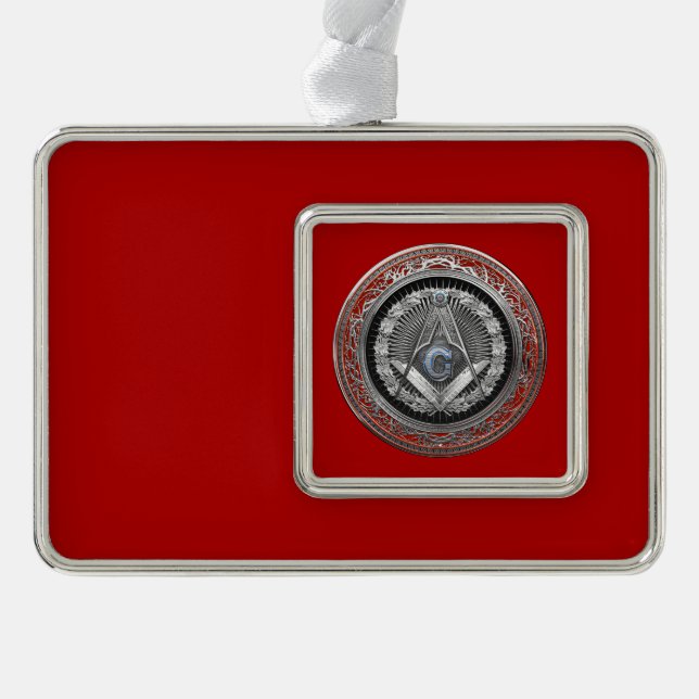 [600] Master Mason - Silver Square & Compasses Plated Framed Ornament (Front)