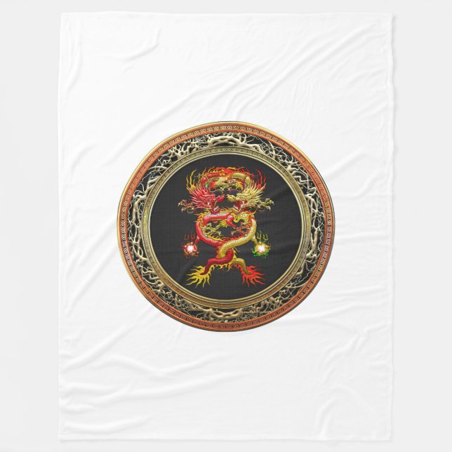 [600] Red and Yellow Dragons Fleece Blanket (Front)