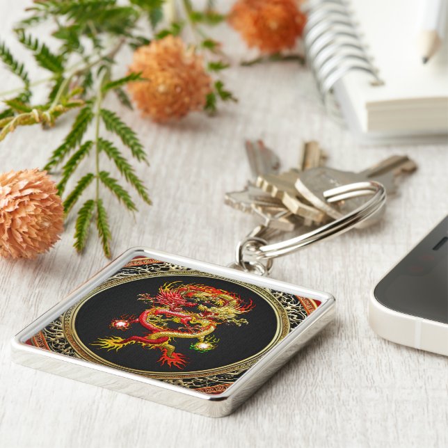 [600] Red and Yellow Dragons Key Ring (Side)