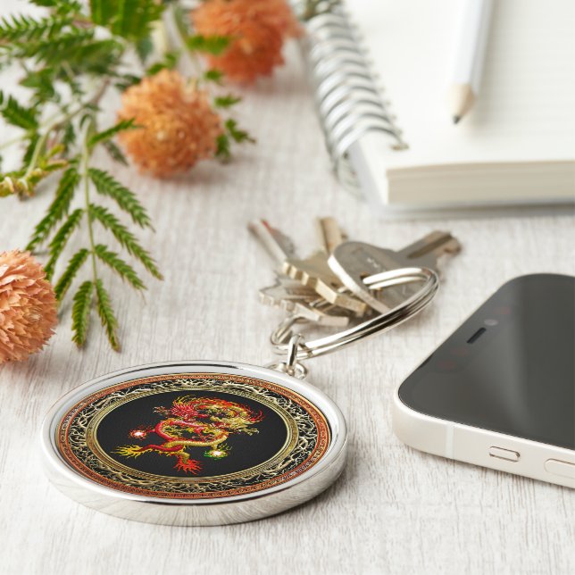 [600] Red and Yellow Dragons Key Ring (Side)
