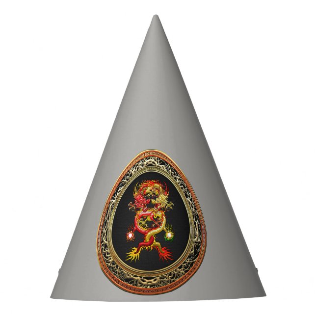[600] Red and Yellow Dragons Party Hat (Front)