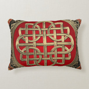 [600] Sacred Celtic Gold Knot Cross Decorative Cushion