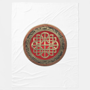 [600] Sacred Celtic Gold Knot Cross Fleece Blanket