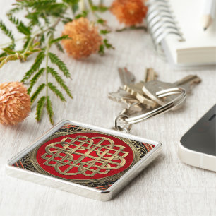 [600] Sacred Celtic Gold Knot Cross Key Ring