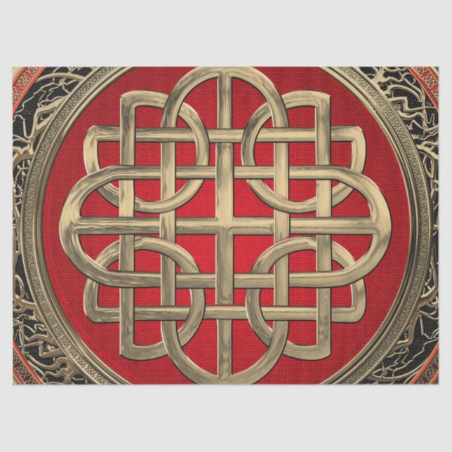 [600] Sacred Celtic Gold Knot Cross Tissue Paper (Front)