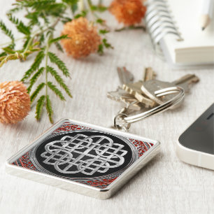 [600] Sacred Celtic Silver Knot Cross Key Ring