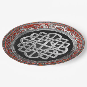 [600] Sacred Celtic Silver Knot Cross Paper Plate