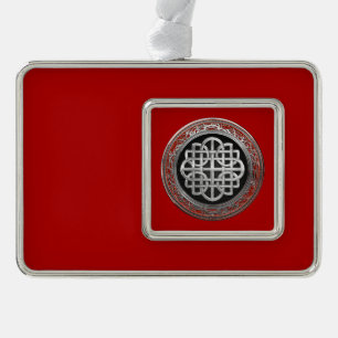 [600] Sacred Celtic Silver Knot Cross Plated Framed Ornament