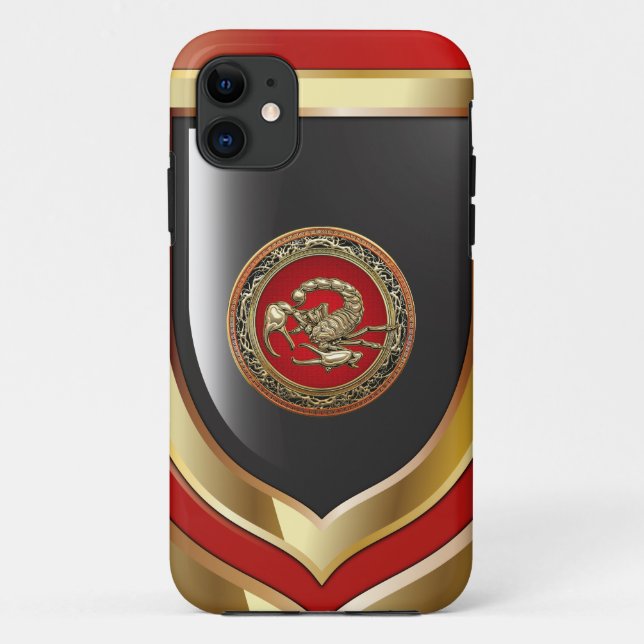 [600] Sacred Golden Scorpion on Red Case-Mate iPhone Case (Back)