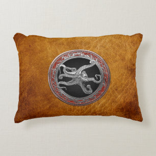 [600] Sacred Silver Octopus in Defensive Posture Decorative Cushion