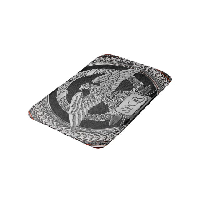 [600] Silver Roman Imperial Eagle over Medallion Bath Mat (Angled)