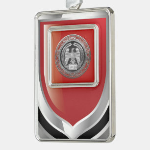 [600] Silver Roman Imperial Eagle Plated Framed Ornament