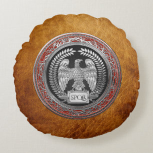 [600] Silver Roman Imperial Eagle Round Cushion