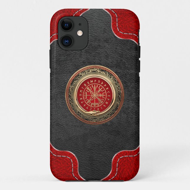 [600] Vegvisir - Viking Gold Magic Runic Compass Case-Mate iPhone Case (Back)