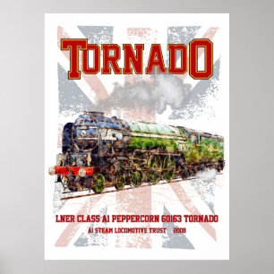 60163 Tornado Vintage Steam Train Locomotive Poster