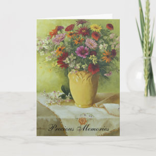 6021 Zinnias in Yellow Vase Sympathy Card