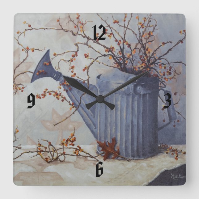 6033 Bittersweet in Watering Can on Quilt Clock (Front)