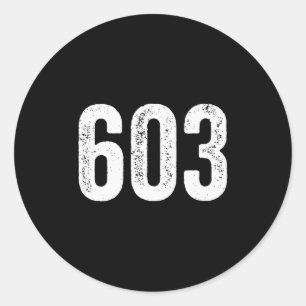 603 Distressed New Hampshire Area Code  Classic Round Sticker