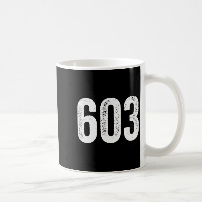 603 Distressed New Hampshire Area Code  Coffee Mug (Right)