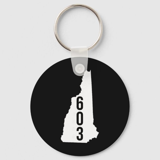 603 Nh New Hampshire Area Code State Map Tee  Key Ring (Front)