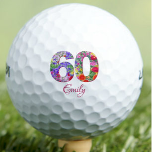 60 and Amazing Daughter - Modern Floral Gift Golf Balls