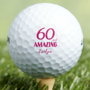 60 and Amazing Grandma Gift – Pink 60th Birthday Golf Balls