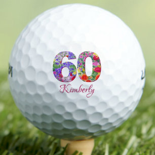60 and Amazing Mum - Elegant Floral Gift Golf Balls